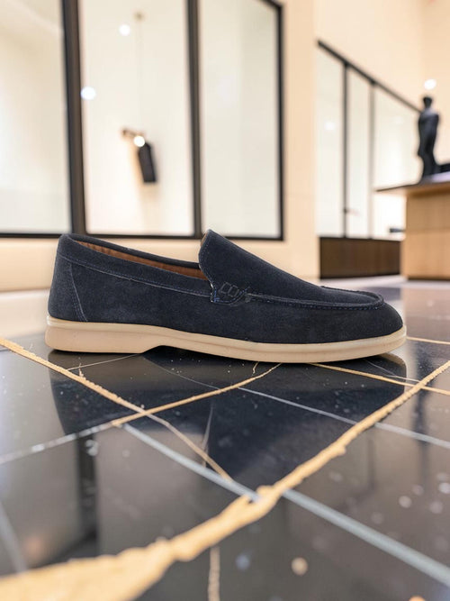 MOCASSINO BLU SCAMOSCIATO CASUAL ELEGANTE